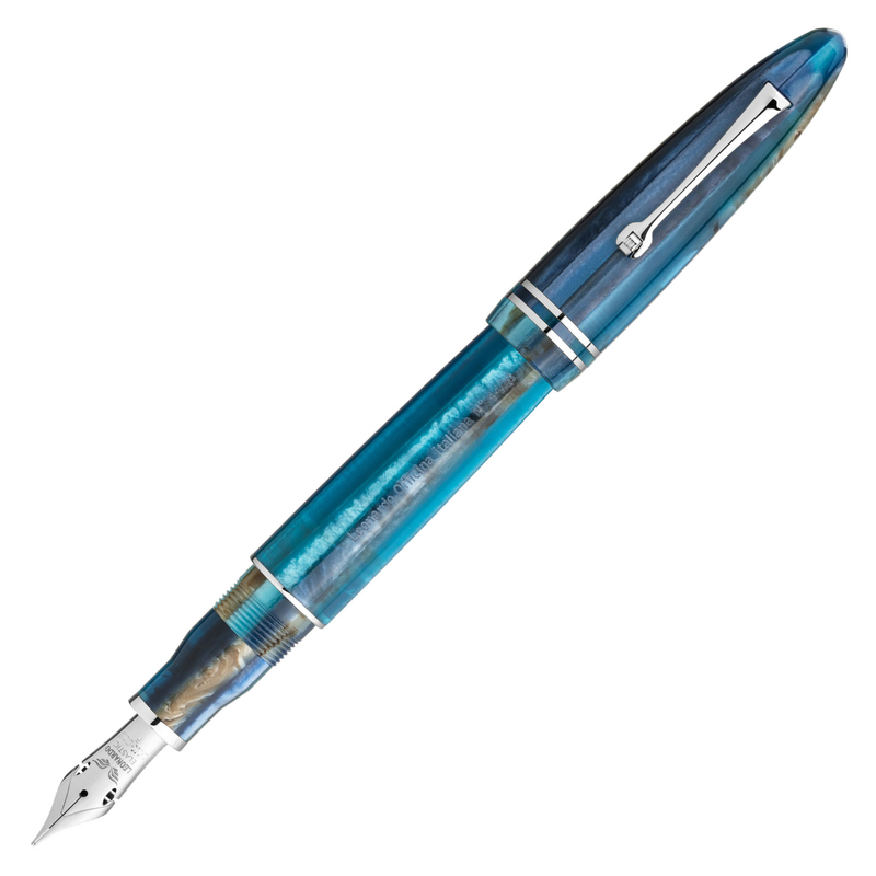 Leonardo Officina Italiana Furore Grande Fountain Pen Bleu Hawaii 14 KT Gold Nib
