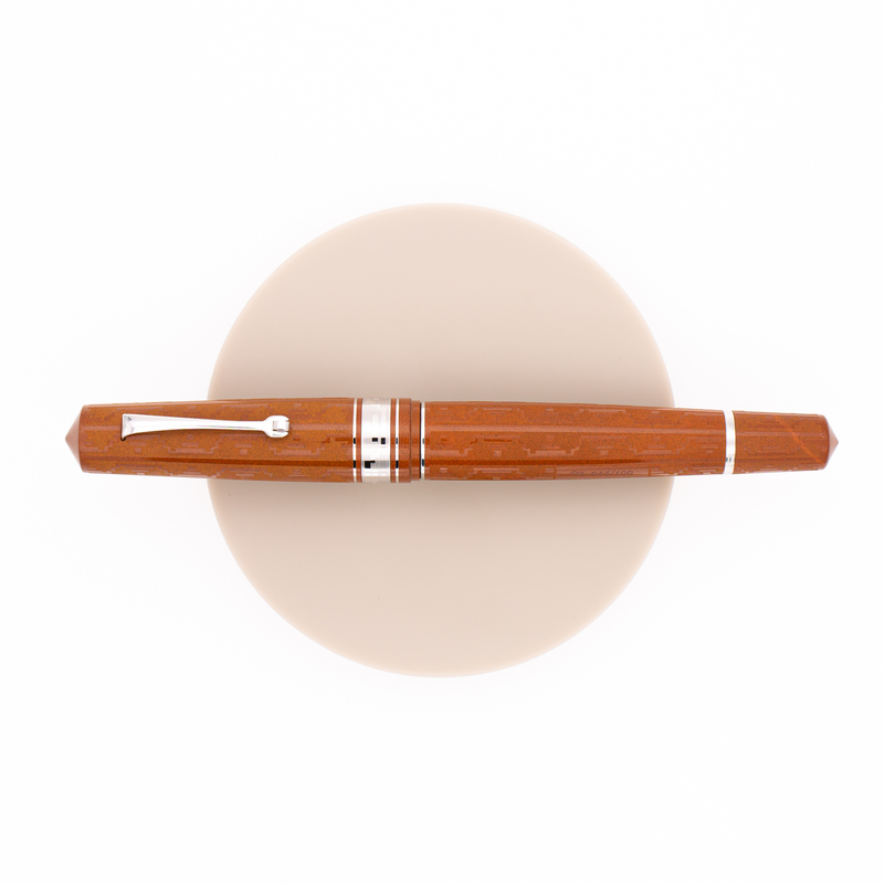 Leonardo Momento Zero Grande Art Déco 2021 Penna Stilografica Terracotta & Rodio Edizione Limitata