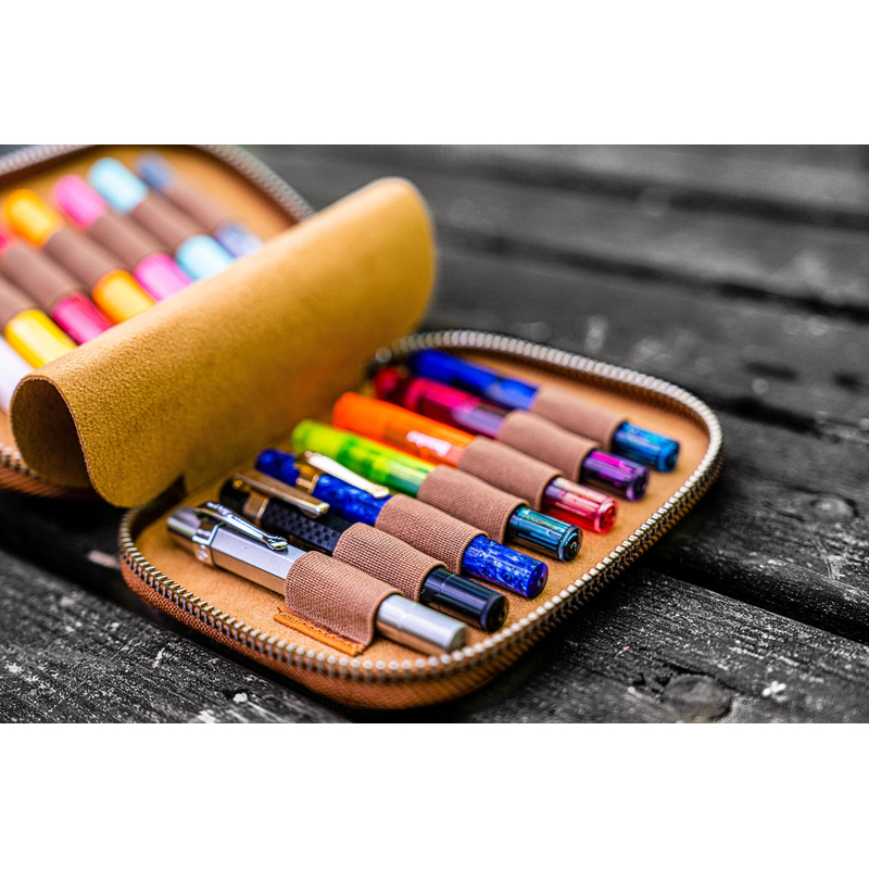 Galen Leather Portapenne in Pelle per Kaweco 14 Posti Crazy Horse Brown