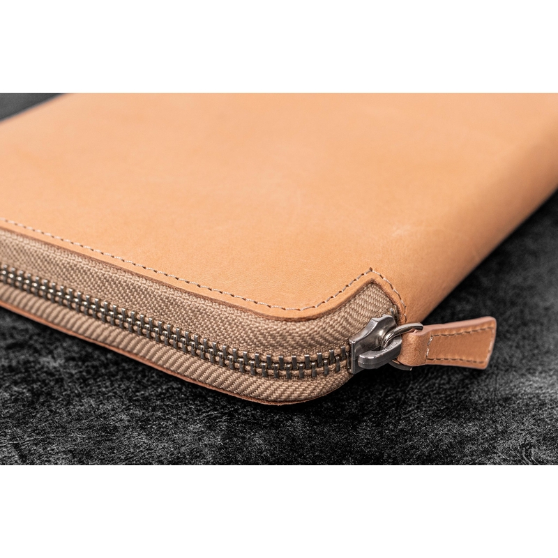 Galen Leather Portapenne in Pelle con Zip 20 Posti Undyed Leather