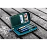 Galen Leather Zippered 3 Slots Pen Case Crazy Horse Forest Green