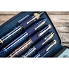 Galen Leather Zippered 5 Slots Pen Case with A6 Notebook Crazy Horse Navy Blue