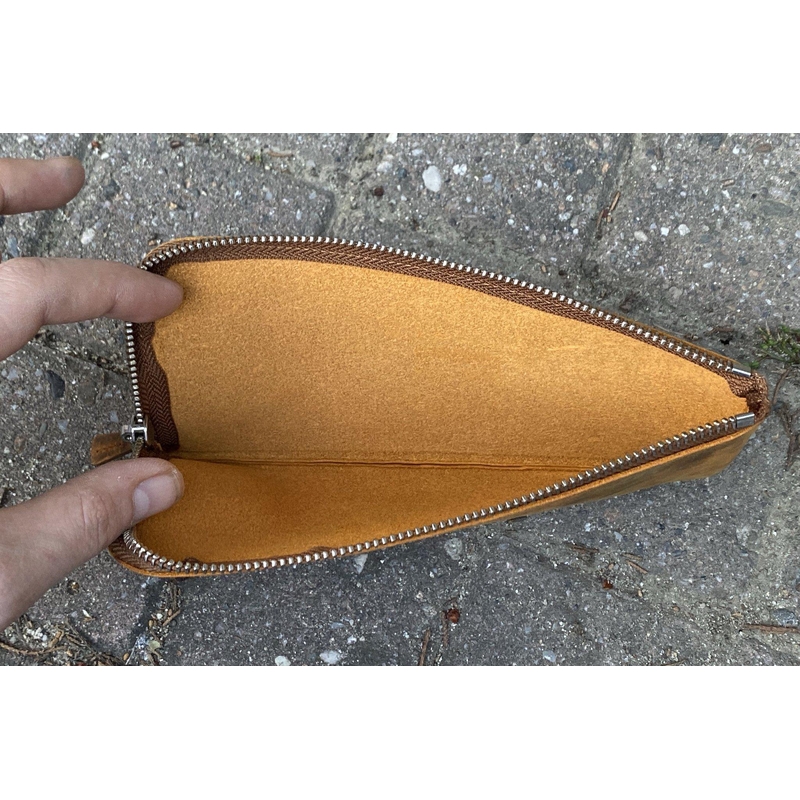 Galen Leather Slip-N-Zip Portapenne in Pelle 4 Posti Crazy Horse Brown