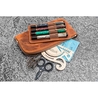 Galen Leather Slip-N-Zip 4 Slots Zippered Pen Pouch Crazy Horse Brown