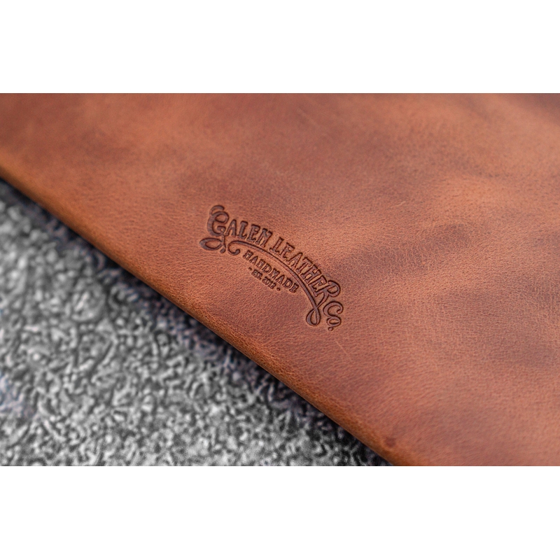 Galen Leather Slip-N-Zip 4 Slots Zippered Pen Pouch Crazy Horse Tan