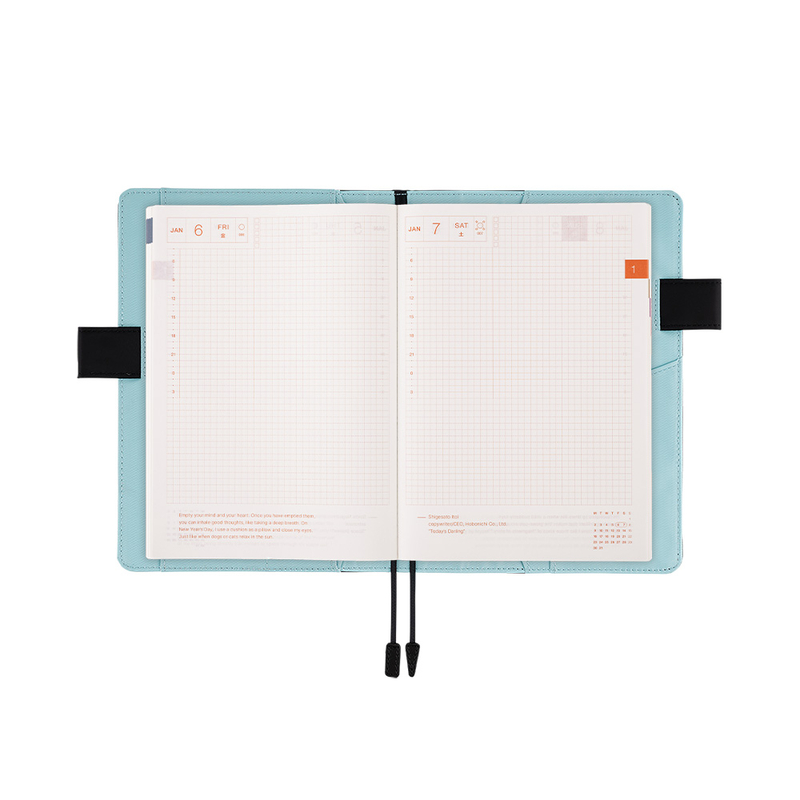 Hobonichi Techo Cousin A5 Black x Clear Blue Set Cover + Agenda 2023