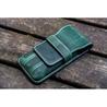 Galen Leather Flap Pen Case for 3 Pens Crazy Horse Forest Green