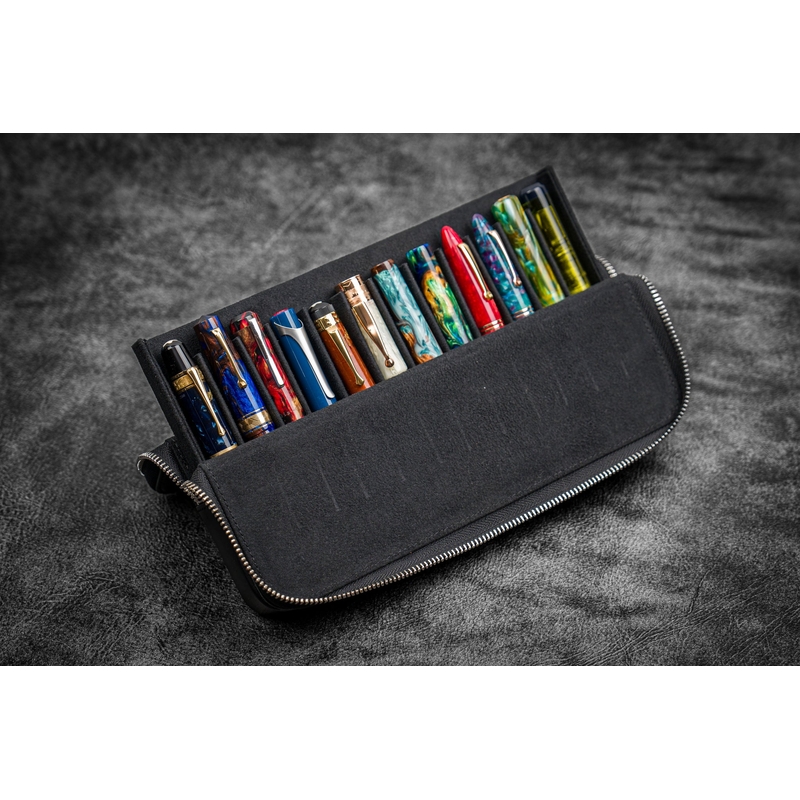 Galen Leather Galen Leather Magnum Opus Portapenne in Pelle 12 Posti Nero