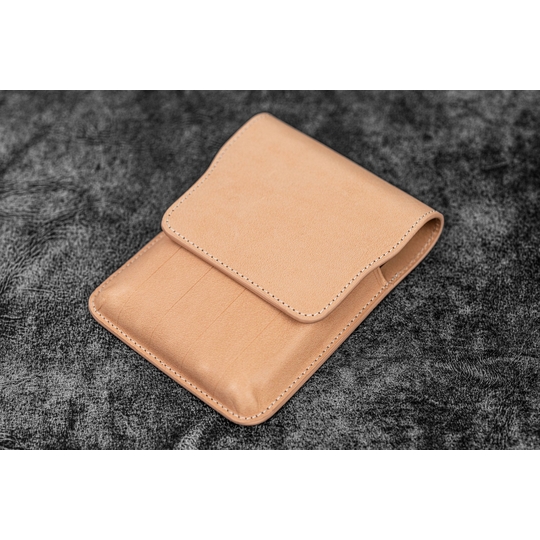 Galen Leather Flap Pen Case for 5 Pens Undyed