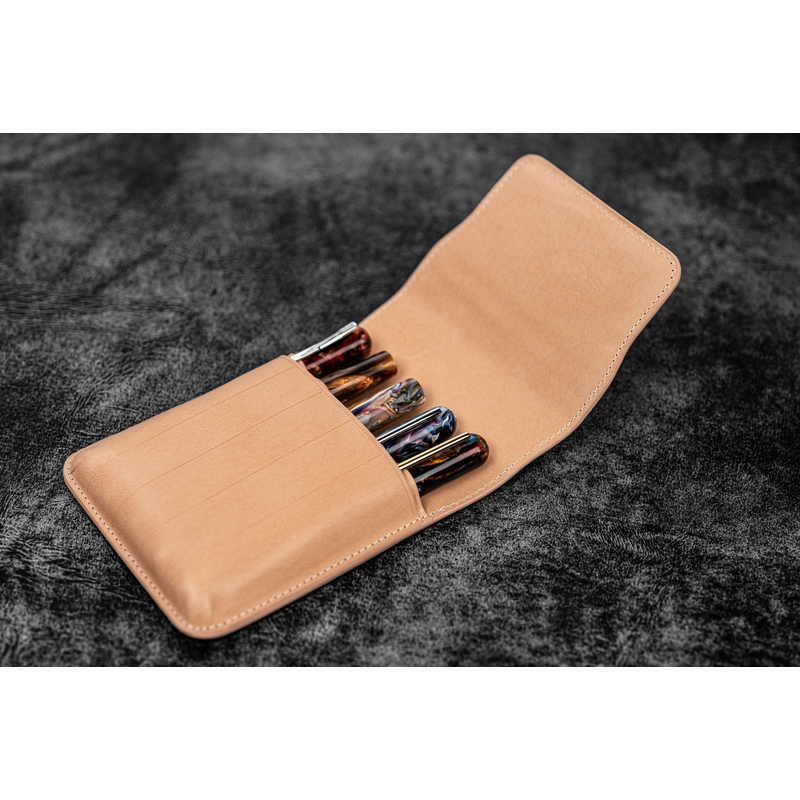 Galen Leather Galen Leather Flap Pen Case for 5 Pens Undyed
