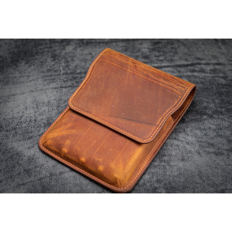 Galen Leather Galen Leather Flap Pen Case for 5 Pens Crazy Horse Brown