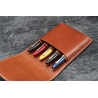 Galen Leather Galen Leather Flap Pen Case for 5 Pens Brown