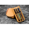 Galen Leather Galen Leather Magnum Opus Portapenne in Pelle 3 Posti Crazy Horse Brown