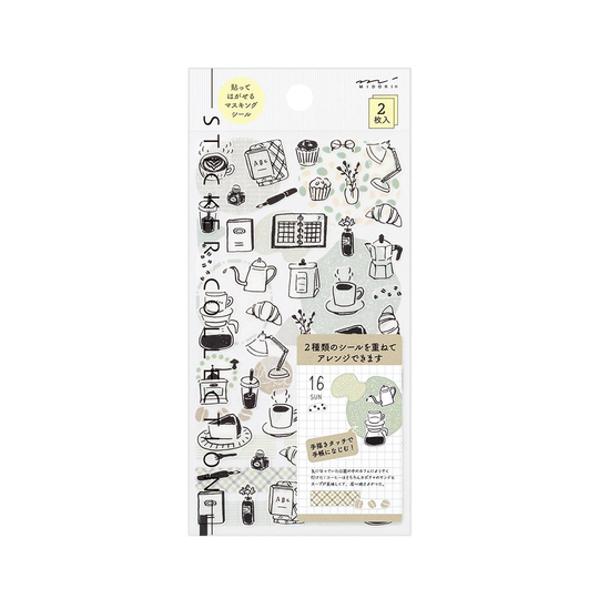Midori Sticker Two Sheets Adesivi Decorativi Monotone Cafè