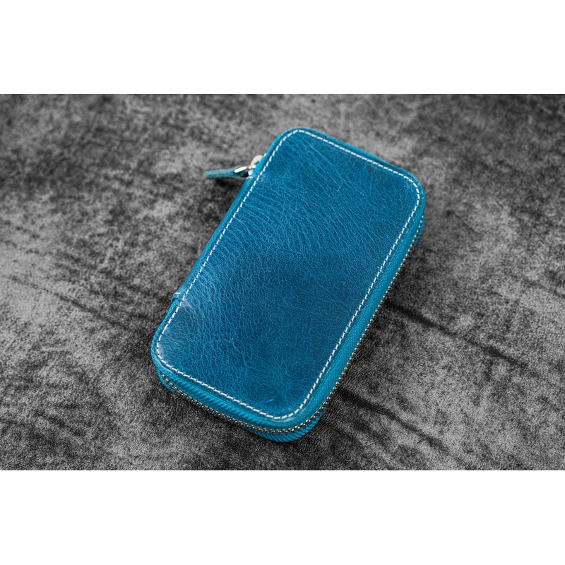 Galen Leather Galen Leather Zippered 6 Slots Pen Case Crazy Horse Ocean Blue