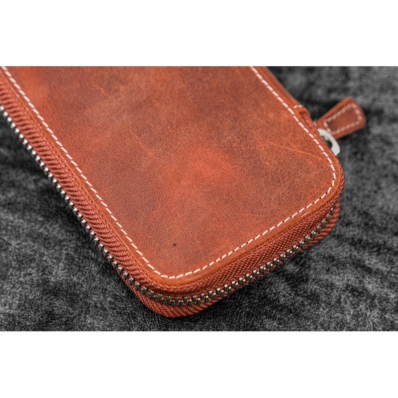 Galen Leather Galen Leather Zippered 6 Slots Pen Case Crazy Horse Orange