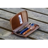 Galen Leather Galen Leather Portapenne in Pelle con Zip 3 Posti Marrone