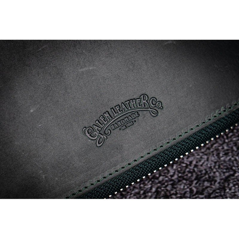 Galen Leather Galen Leather Zippered 10 Slots Pen Case with A5 Notebook Crazy Horse Forest Green
