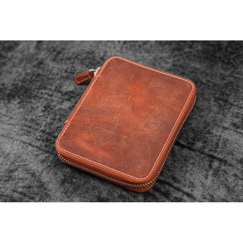 Galen Leather Galen Leather Portapenne in Pelle con Zip 10 Posti Crazy Horse Orange