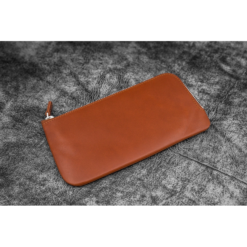 Galen Leather Galen Leather Slip-N-Zip 4 Slots Zippered Pen Pouch Brown
