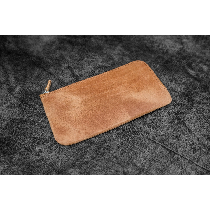 Galen Leather Galen Leather Slip-N-Zip Portapenne in Pelle 4 Posti Crazy Horse Honey Ochre