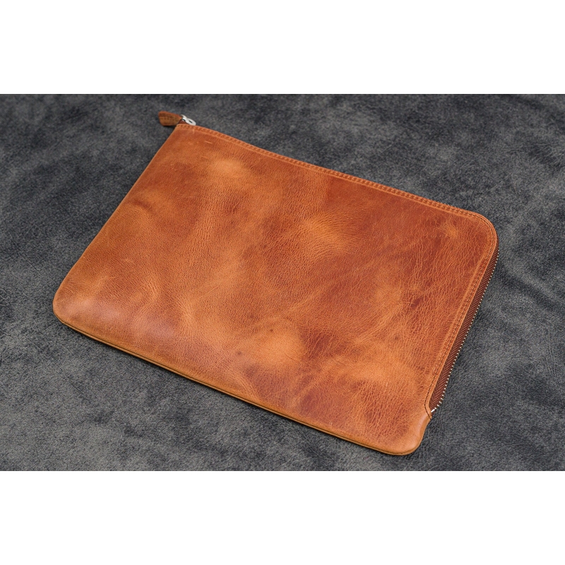 Galen Leather Galen Leather Zippered Writer's Bank Bag Crazy Horse Tan