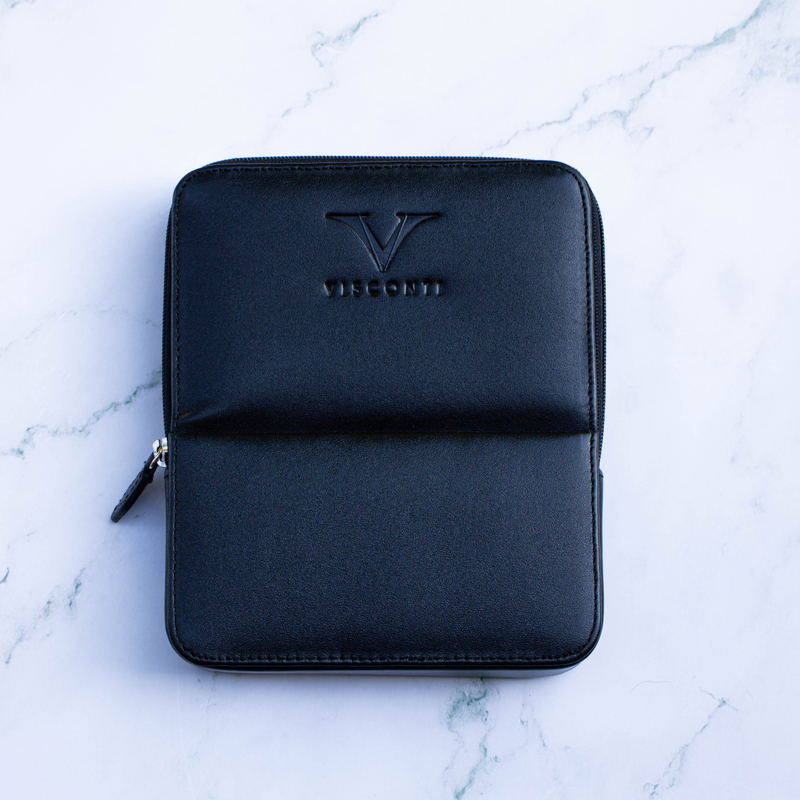 Visconti Visconti Leather Pen Case for 6 Pens Black