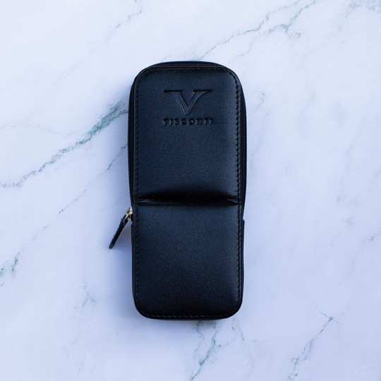 Visconti Leather Pen Case for 3 Pens Black