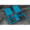 Galen Leather Galen Leather Portapenne in Pelle con Zip 10 Posti Crazy Horse Ocean Blue