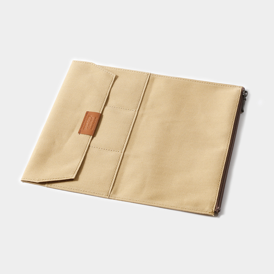 Traveler's Factory Cotton Zipper Case Regular Size Beige