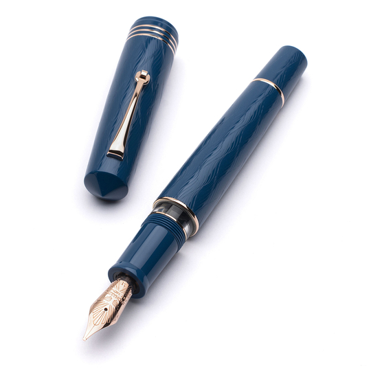 Leonardo Momento Zero Grande 2.0 L'Arte del Guillochè Penna Stilografica Iris Blue & Oro Rosa 14k