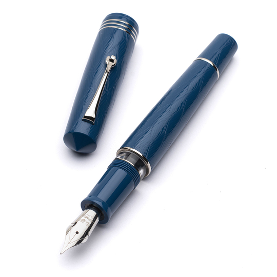Leonardo Momento Zero Grande 2.0 L'Arte del Guillochè Penna Stilografica Iris Blue & Rodio 14k