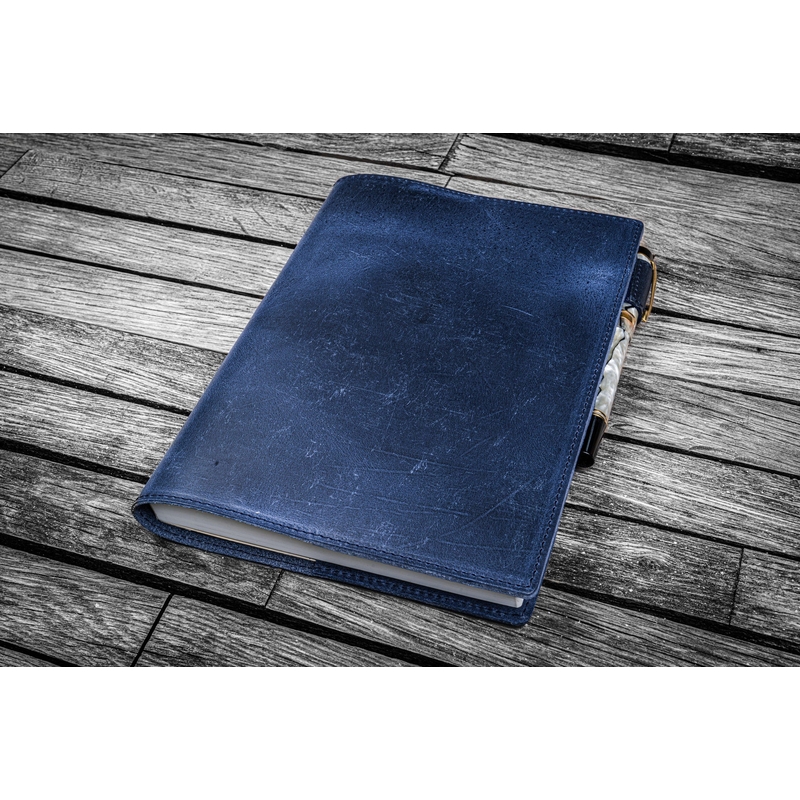 Galen Leather Galen Leather Cover A5 in Pelle Crazy Horse Navy Blue