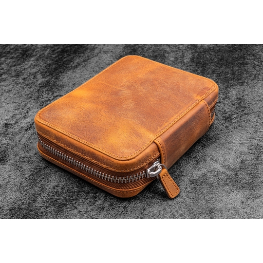 Galen Leather Expansi-Pouch 10 Slots Pen Case Crazy Horse Brown