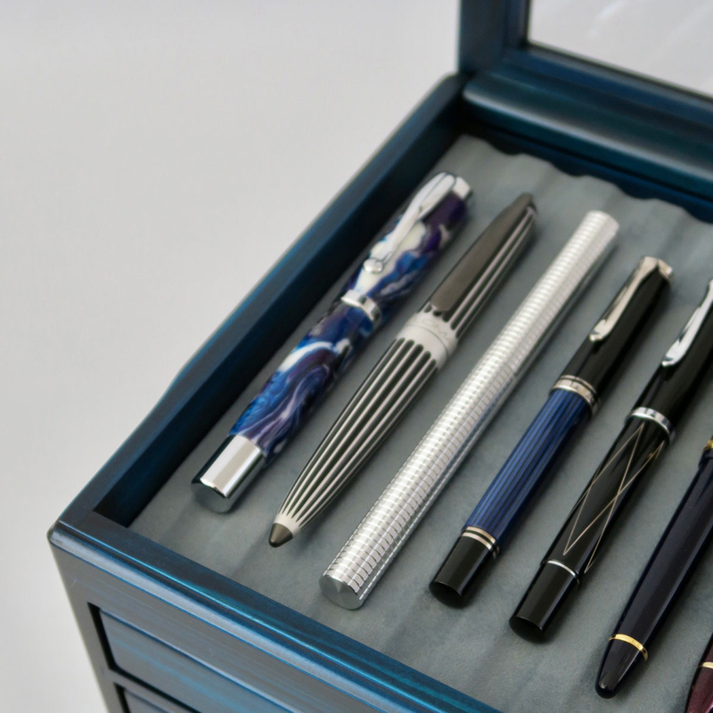 Toyooka Craft Toyooka Craft Fountain Pen Box for 40 Pens Hinoki Blue