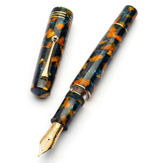 Leonardo Momento Zero Grande 2.0 Fountain Pen Crepuscolo Marino & Gold No. 8 Nib 14k