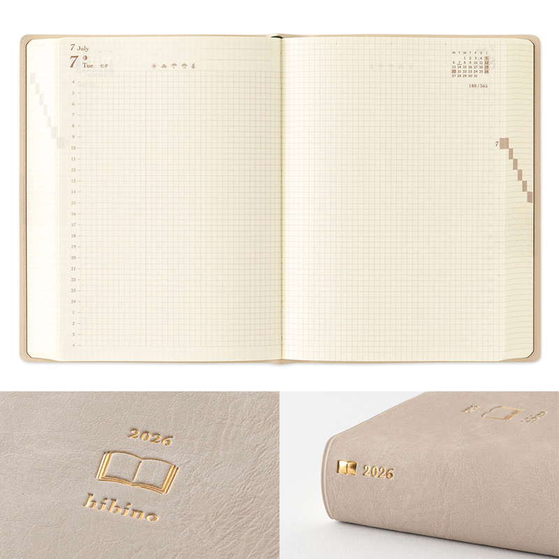 Midori Midori Hibino 2026 Diary A6 Gray