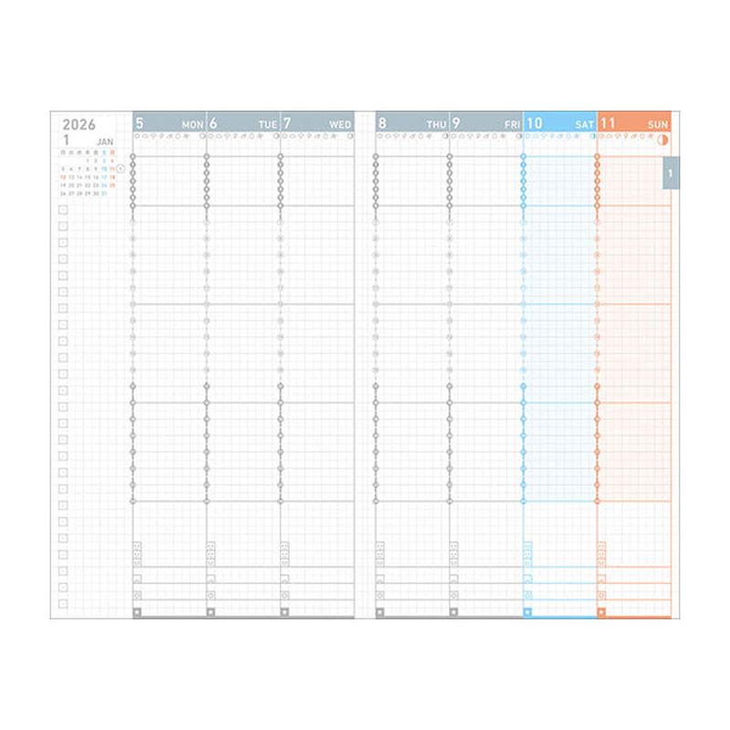 Kokuyo Kokuyo Jibun Techo Diary mini Refill Agenda 2026 B6 Slim