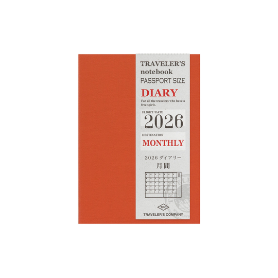 Traveler's Notebook Agenda 2026 Mensile Passport Size