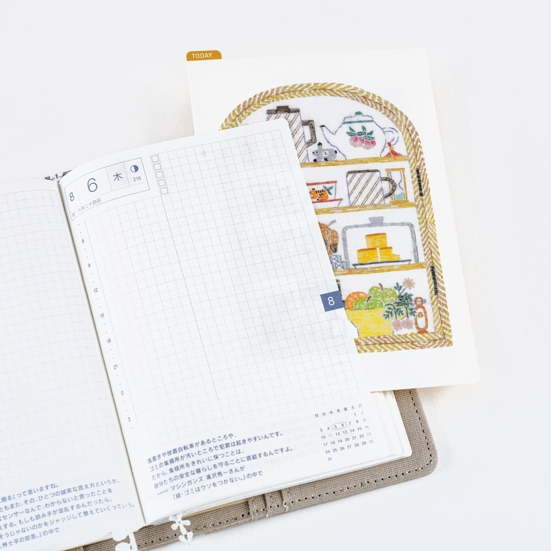 Hobonichi Hobonichi Pencil Board iyo okumi: Happy Tea Time - Teapot Shelf Sottopagina per Original A6