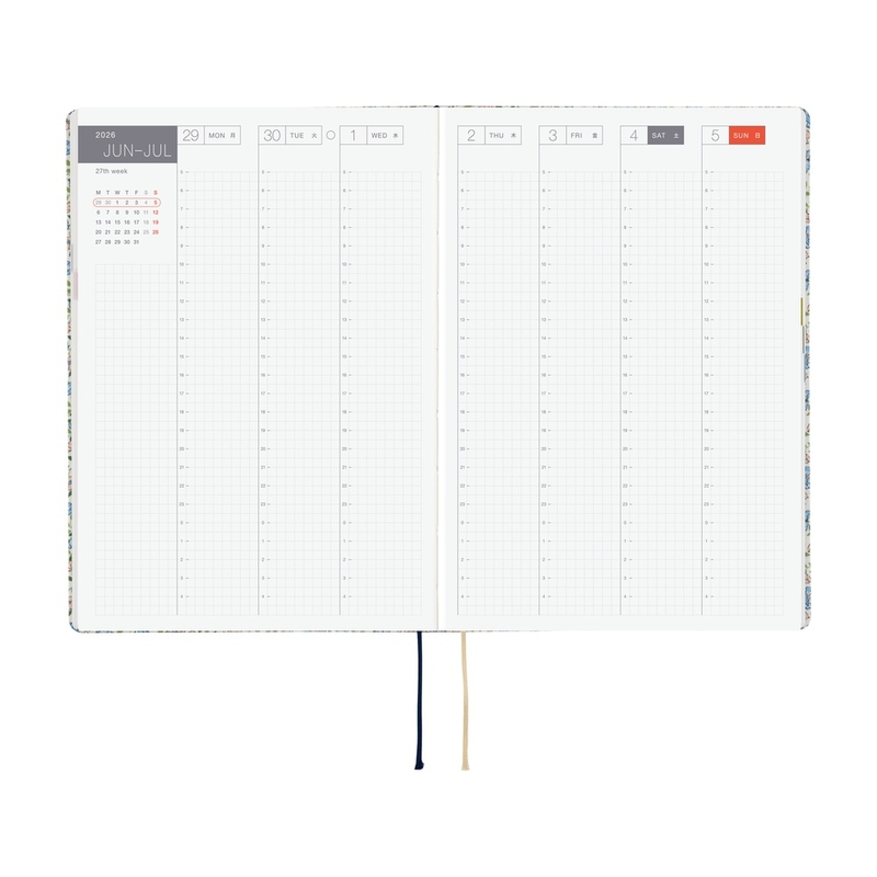 Hobonichi Hobonichi Hon A5 Liberty Fabrics: Sasha Kiora Agenda 2026 Giornaliera