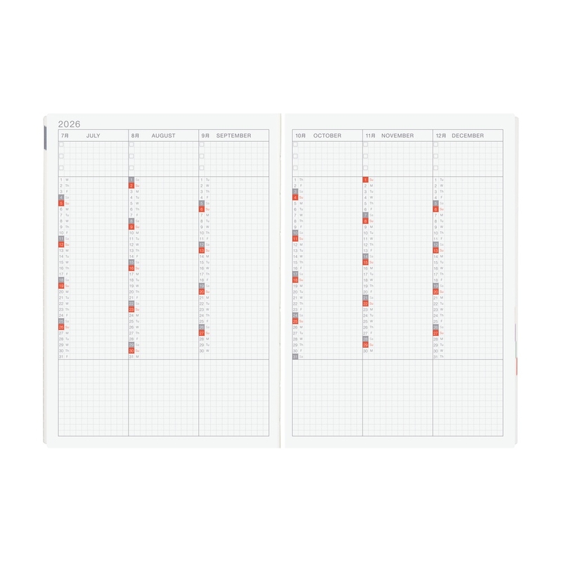 Hobonichi Hobonichi Hon A5 Paper Series: Black Gingham Agenda 2026 Giornaliera