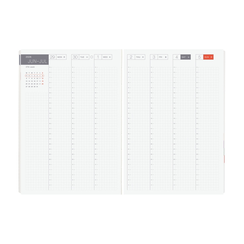 Hobonichi Hobonichi Hon A5 Paper Series: Black Gingham Agenda 2026 Giornaliera