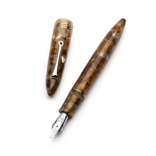 Leonardo Furore Penna Stilografica Acque Ambrate & Rodio 14k