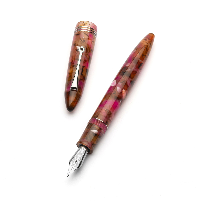 Leonardo Officina Italiana Leonardo Furore Penna Stilografica Lampone Selvatico & Rodio 14k
