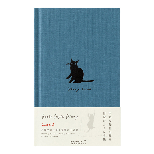 Midori Book Style Diary 2026 Agenda Settimanale B6 Gatti Navy
