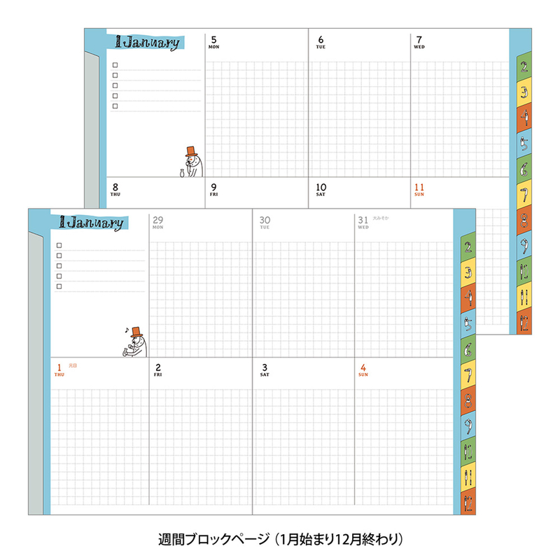 Midori Midori Pocket Diary 2026 Agenda Settimanale A6 Ojisan