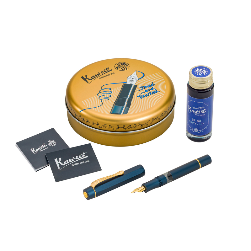 Kaweco Kaweco Sport Piston Filler Starter Set Penna Stilografica e Inchiostro Navy & Oro