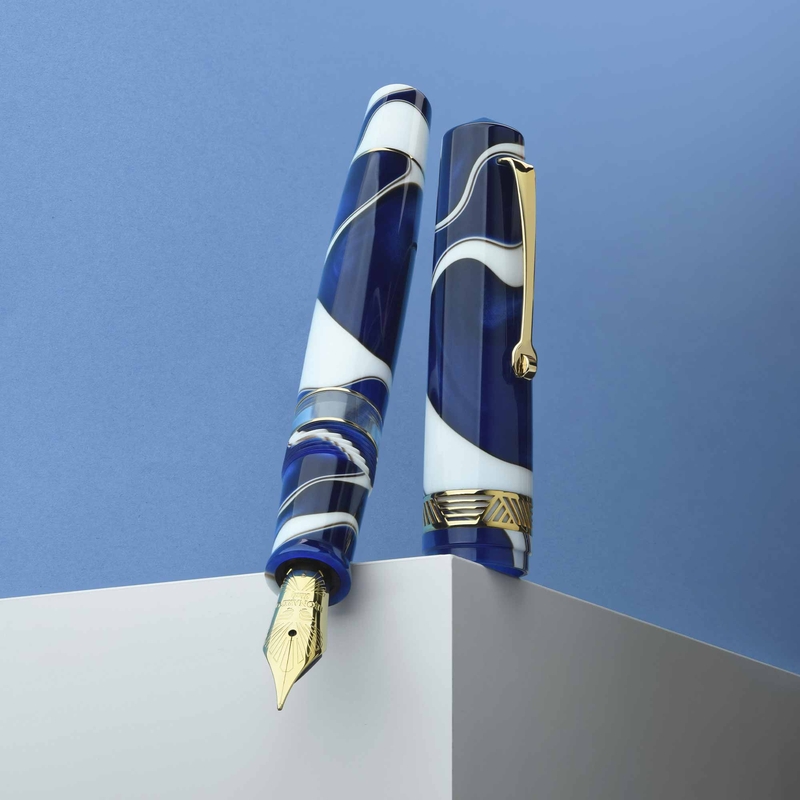 Leonardo Officina Italiana Leonardo Momento Magico Fountain Pen Blue Wave & Gold 14k