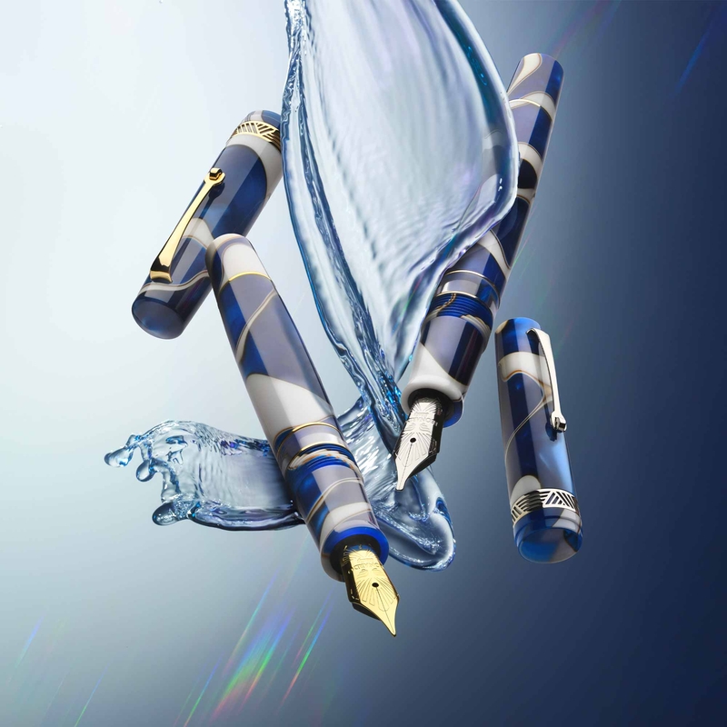 Leonardo Officina Italiana Leonardo Momento Magico Fountain Pen Onda Blu & Rhodium